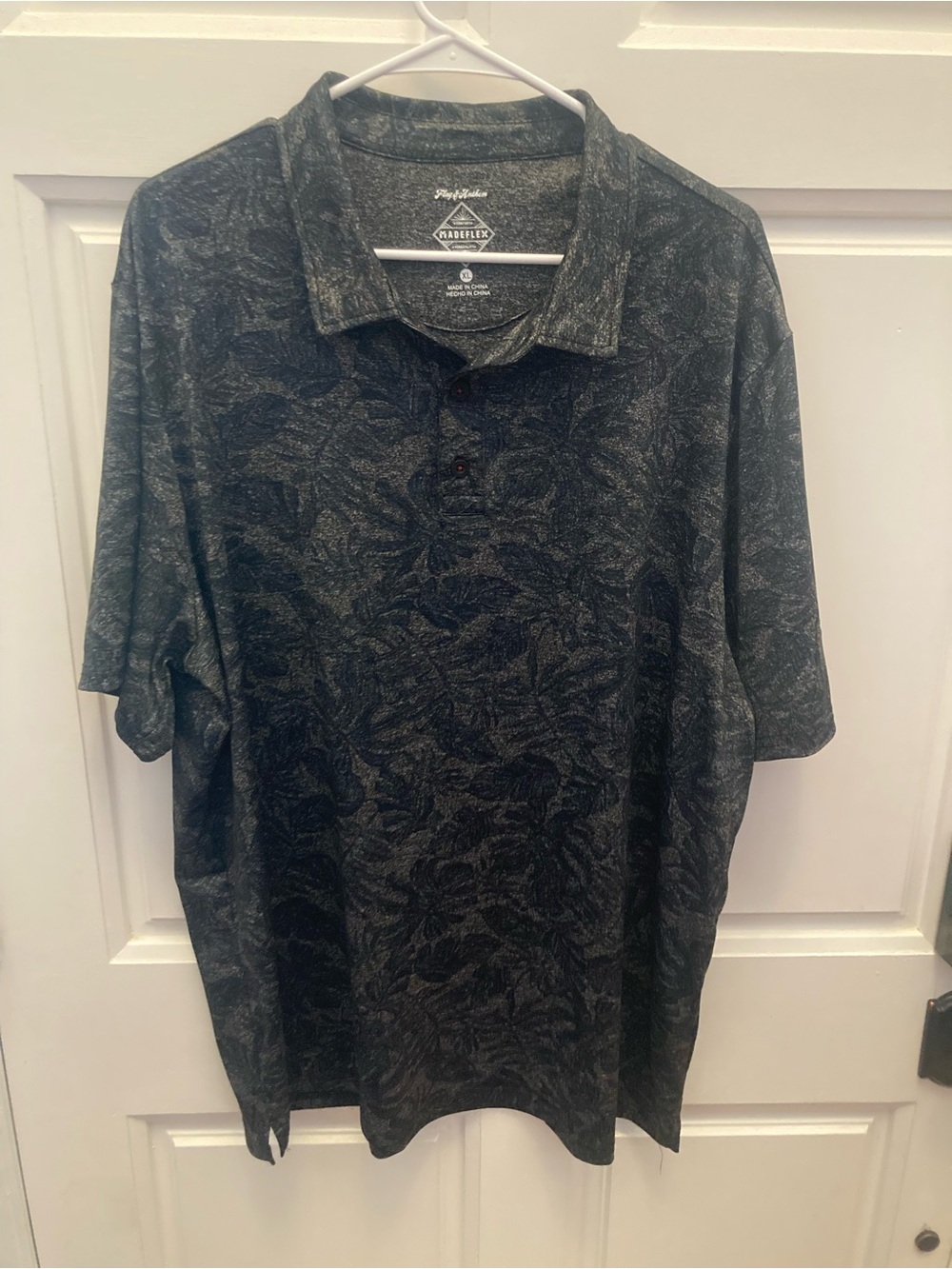 Flag & Anthem Performance Leaf-Print Polo Shirt - Black and Gray